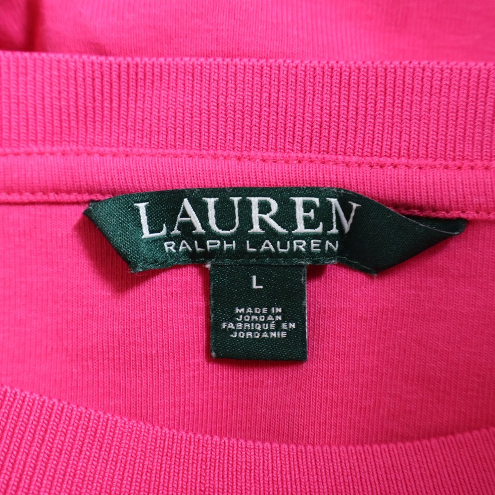 LAUREN RALPH LAUREN(ローレンラルフローレン) ショート丈 クルーネック半袖Tシャツ カットソー レディース ピンク