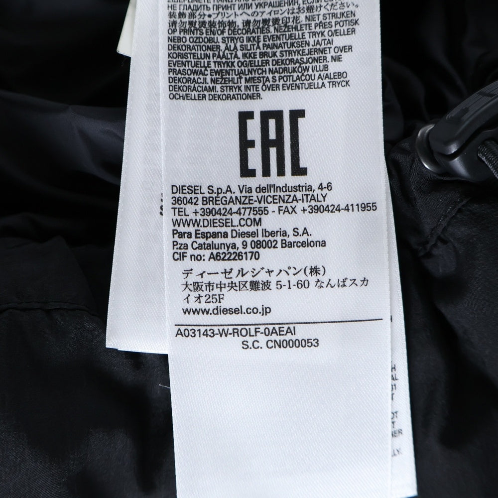 DIESEL(ディーゼル) 21AW W-ROLF JACKET ダブルウルフ ダウン フーデッドジャケット ブラック A03143