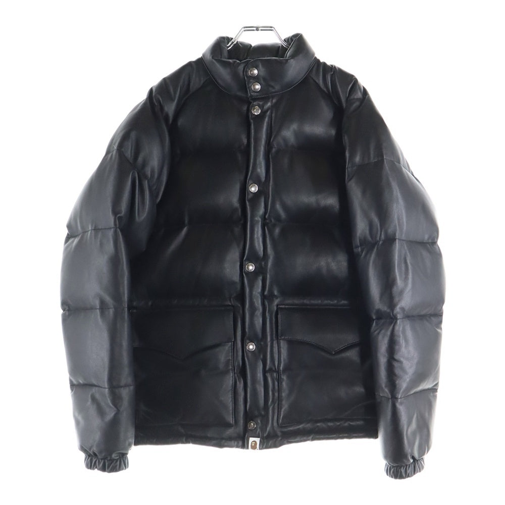 A BATHING APE(アベイシングエイプ) Leather Classic Down Jacket レザークラシック ダウンジャケット ブラック 001HJF701005X