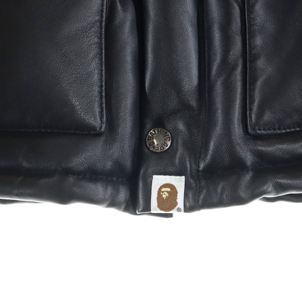 A BATHING APE(アベイシングエイプ) Leather Classic Down Jacket レザークラシック ダウンジャケット ブラック 001HJF701005X