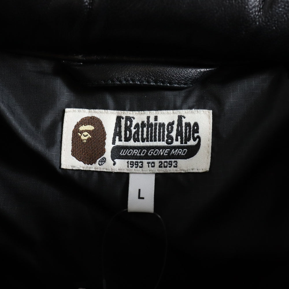 A BATHING APE(アベイシングエイプ) Leather Classic Down Jacket レザークラシック ダウンジャケット ブラック 001HJF701005X