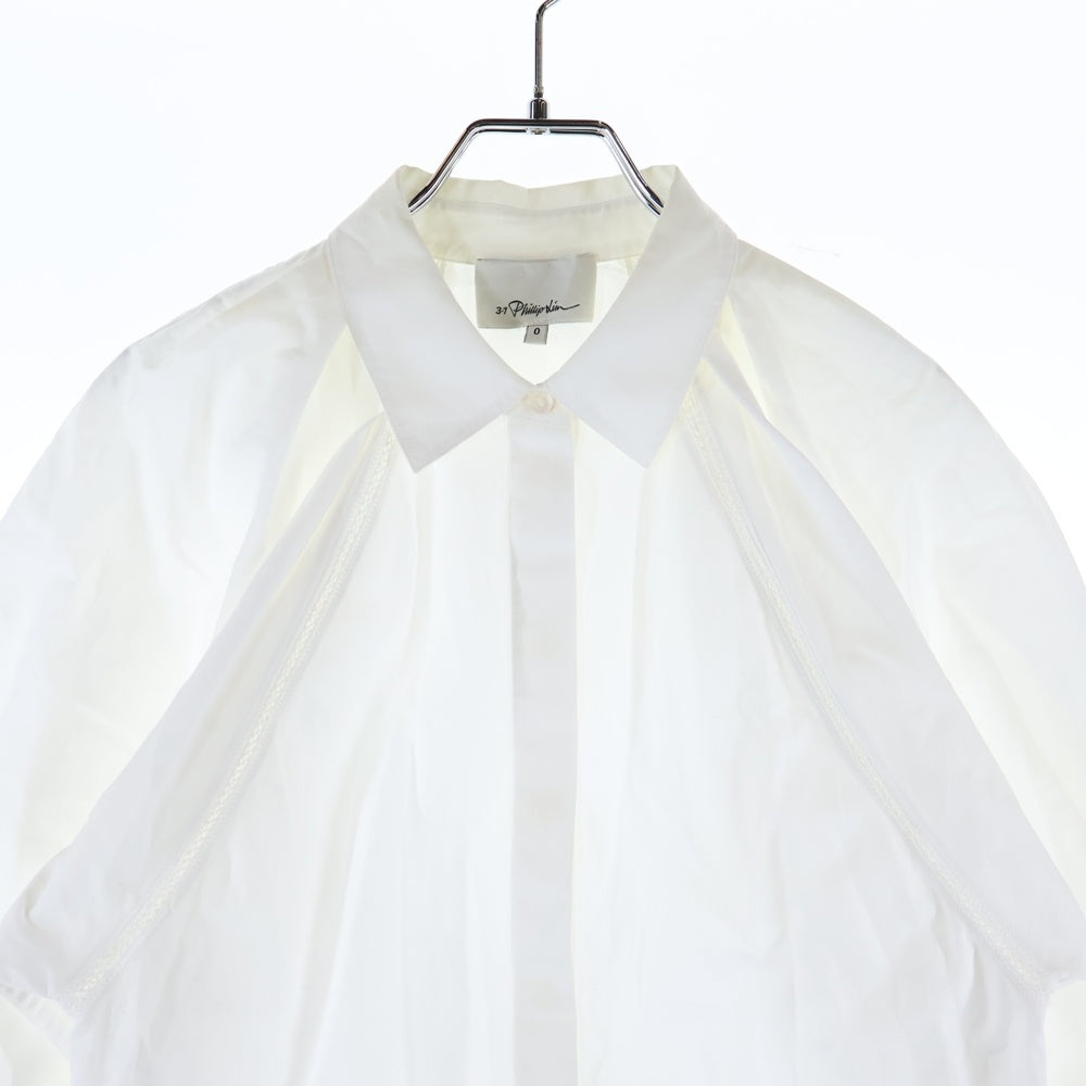 3.1 Phillip Lim(スリーワンフィリップリム) レース切り替え バルーンスリーブ 半袖 ペプラムシャツ レディース ホワイト