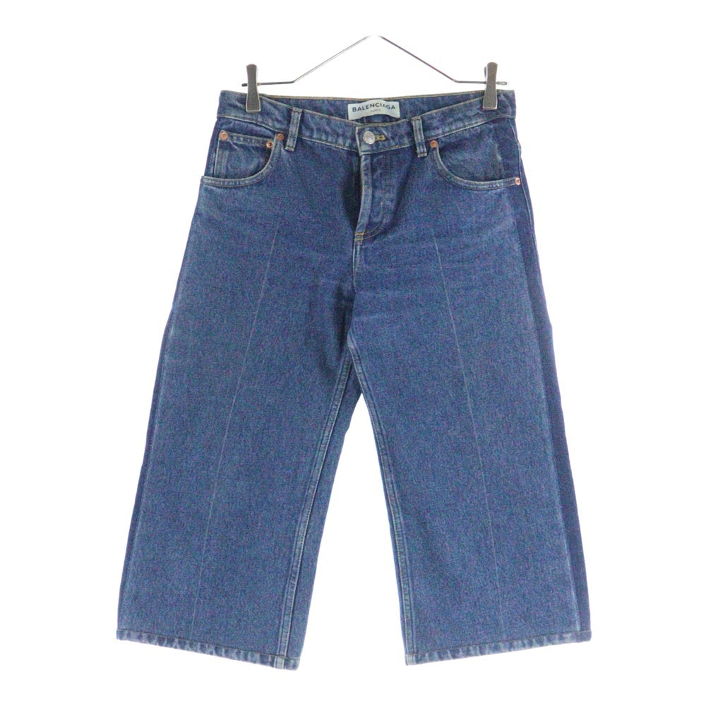 BALENCIAGA(バレンシアガ) ROCKABILLY ロックビリー ウォッシュド クロップド デニムパンツ レディース インディゴ 446445 TSB06
