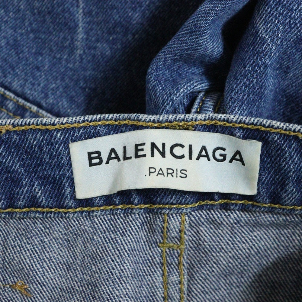 BALENCIAGA(バレンシアガ) ROCKABILLY ロックビリー ウォッシュド クロップド デニムパンツ レディース インディゴ 446445 TSB06