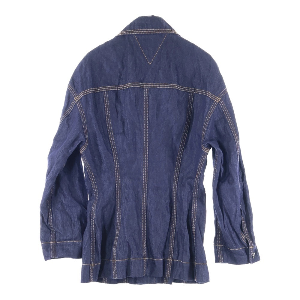 BOTTEGA VENETA(ボッテガヴェネタ) CINCHED DENIM JACKET シワ加工 ボタンダウン デニム ジャケット インディゴ 699298 V1VA0 レディース