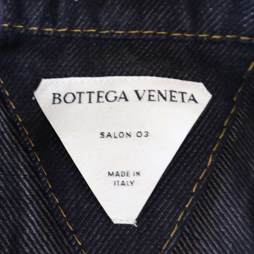 BOTTEGA VENETA(ボッテガヴェネタ) CINCHED DENIM JACKET シワ加工 ボタンダウン デニム ジャケット インディゴ 699298 V1VA0 レディース
