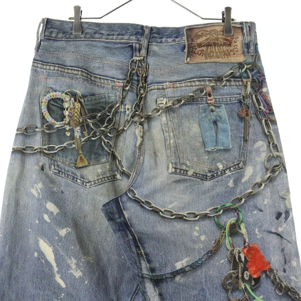Acne Studios(アクネ ストゥディオズ) トロンプルイユ チェーングラフィック ルーズフィット デニムパンツ インディゴ FN-MN-TROU001020