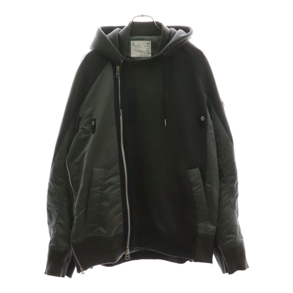 Sacai(サカイ) 23AW SPONGE SWEAT BLOUSON スポンジ スウェットブルゾン フーデッドジャケット グレー 23-03173M
