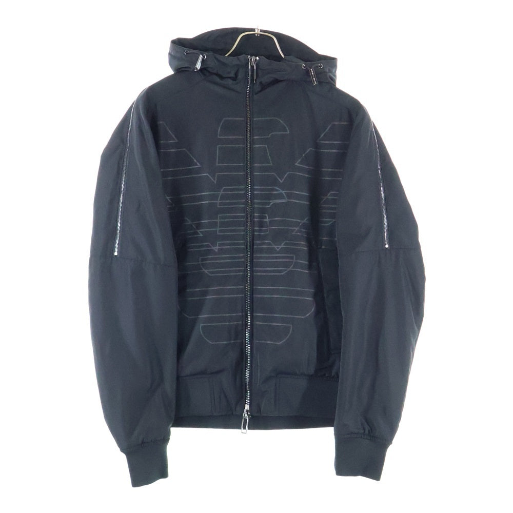 EMPORIO ARMANI(エンポリオアルマーニ) 総柄 ナイロン フーデッドジャケット ブラック 6H1BD9 1NYAZ
