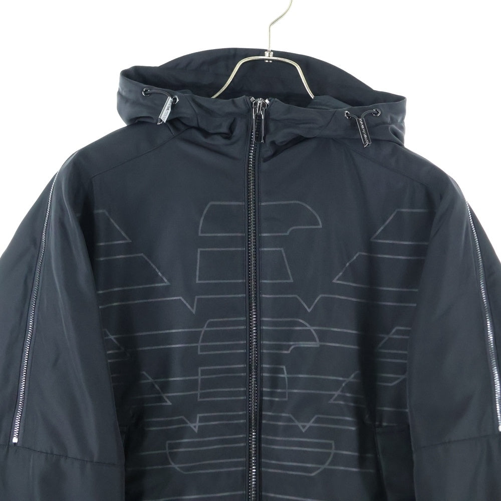 EMPORIO ARMANI(エンポリオアルマーニ) 総柄 ナイロン フーデッドジャケット ブラック 6H1BD9 1NYAZ