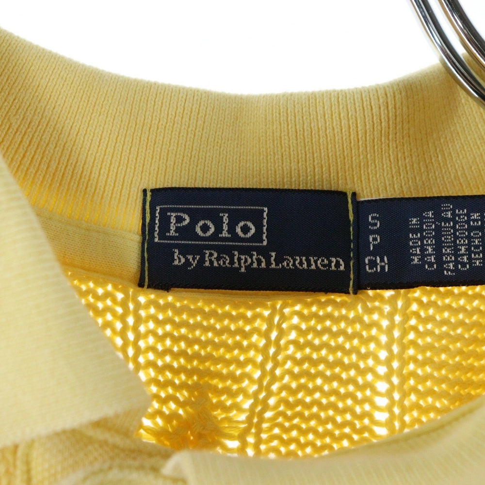 POLO RALPH LAUREN(ポロラルフローレン) ロゴエンブロイダリー ケーブルニット 半袖ポロシャツ レディース イエロー