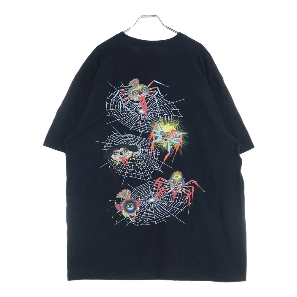 BEAMS(ビームス) 笑う蜘蛛 両面プリント クルーネック半袖Tシャツ カットソー ブラック 75-08-1010-049