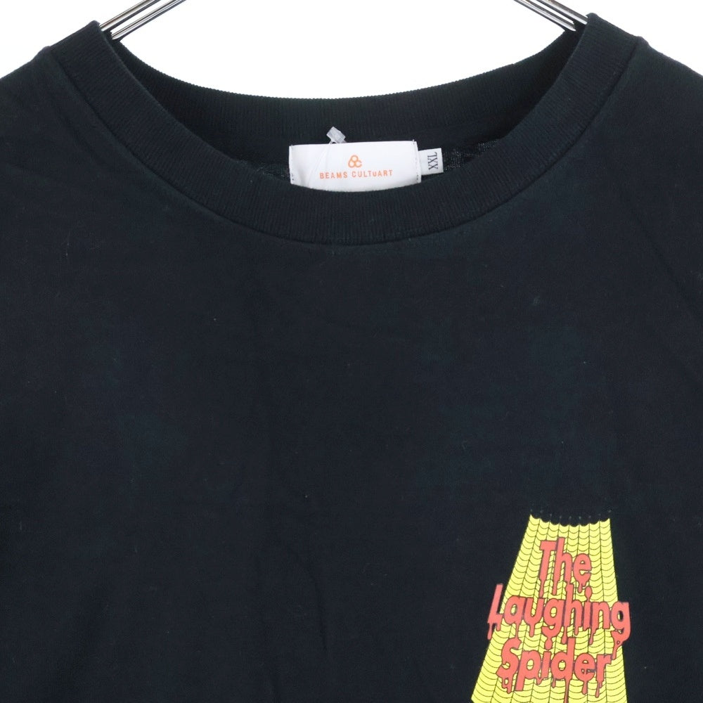 BEAMS(ビームス) 笑う蜘蛛 両面プリント クルーネック半袖Tシャツ カットソー ブラック 75-08-1010-049