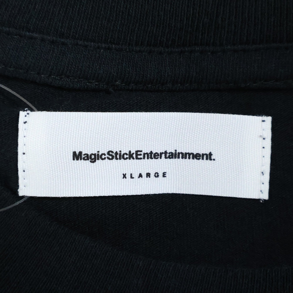 MAGIC STICK(マジックスティック) 両面プリント クルーネック半袖Tシャツ カットソー ブラック