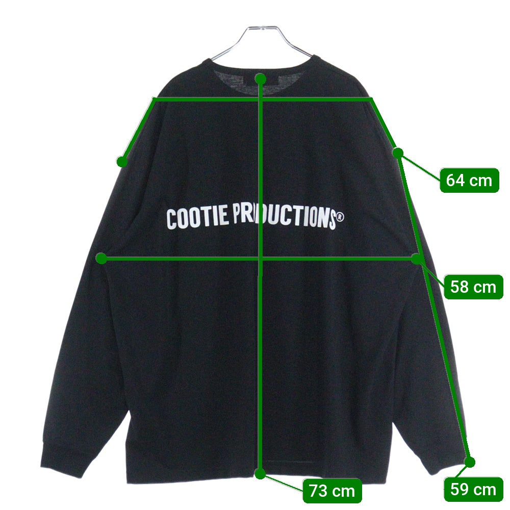 COOTIE PRODUCTIONS(クーティー プロダクションズ) 両面ロゴプリント クルーネック長袖Tシャツ カットソー ブラック