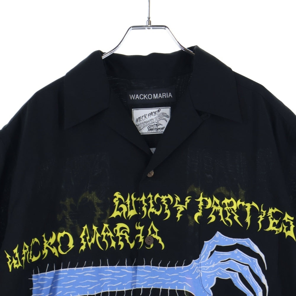 WACKO MARIA(ワコマリア) 25SS ×NECK FACE HAWAIIAN SHIRT ネック フェイス ハワイアン オープンカラーシャツ ブラック NECKFACE-WM-HI20