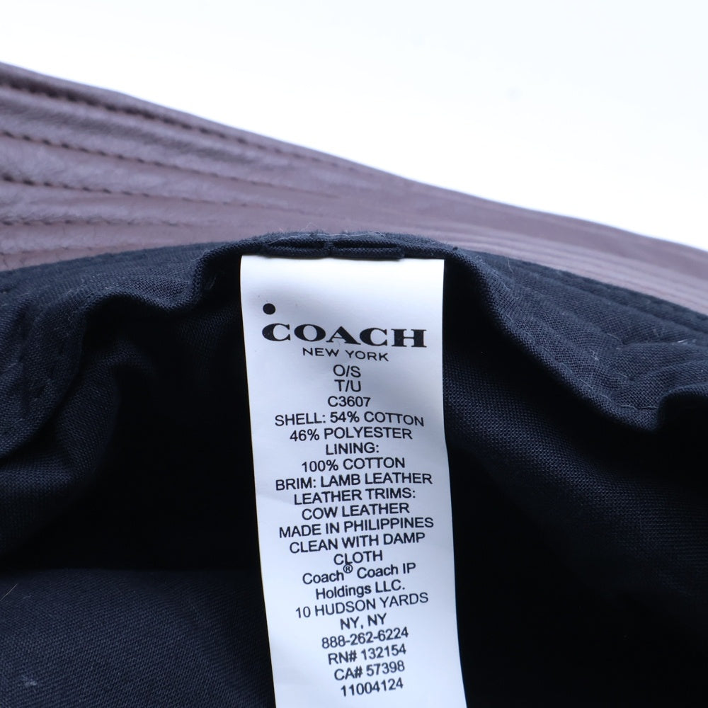 COACH(コーチ) シグネチャーロゴ レザーパッチ バケットハット 帽子 ベージュ C3607