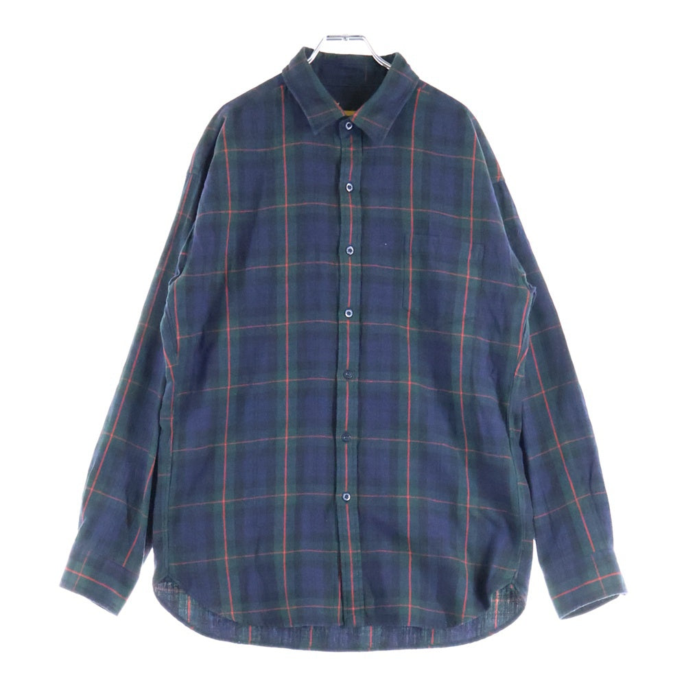 FAT(エフエーティー) ヘリンボーンフランネル 長袖チェックシャツ ネイビー/グリーン F31810-SH03-AB