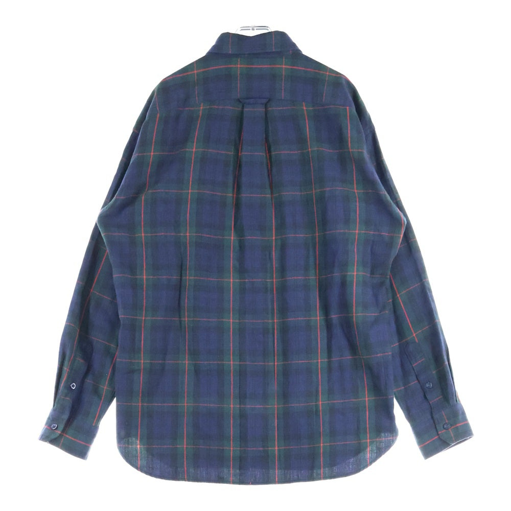 FAT(エフエーティー) ヘリンボーンフランネル 長袖チェックシャツ ネイビー/グリーン F31810-SH03-AB