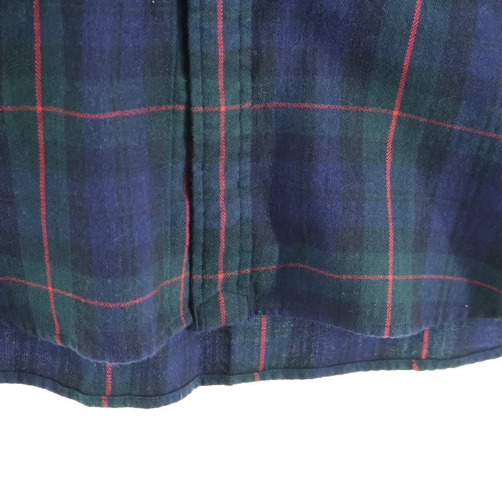 FAT(エフエーティー) ヘリンボーンフランネル 長袖チェックシャツ ネイビー/グリーン F31810-SH03-AB