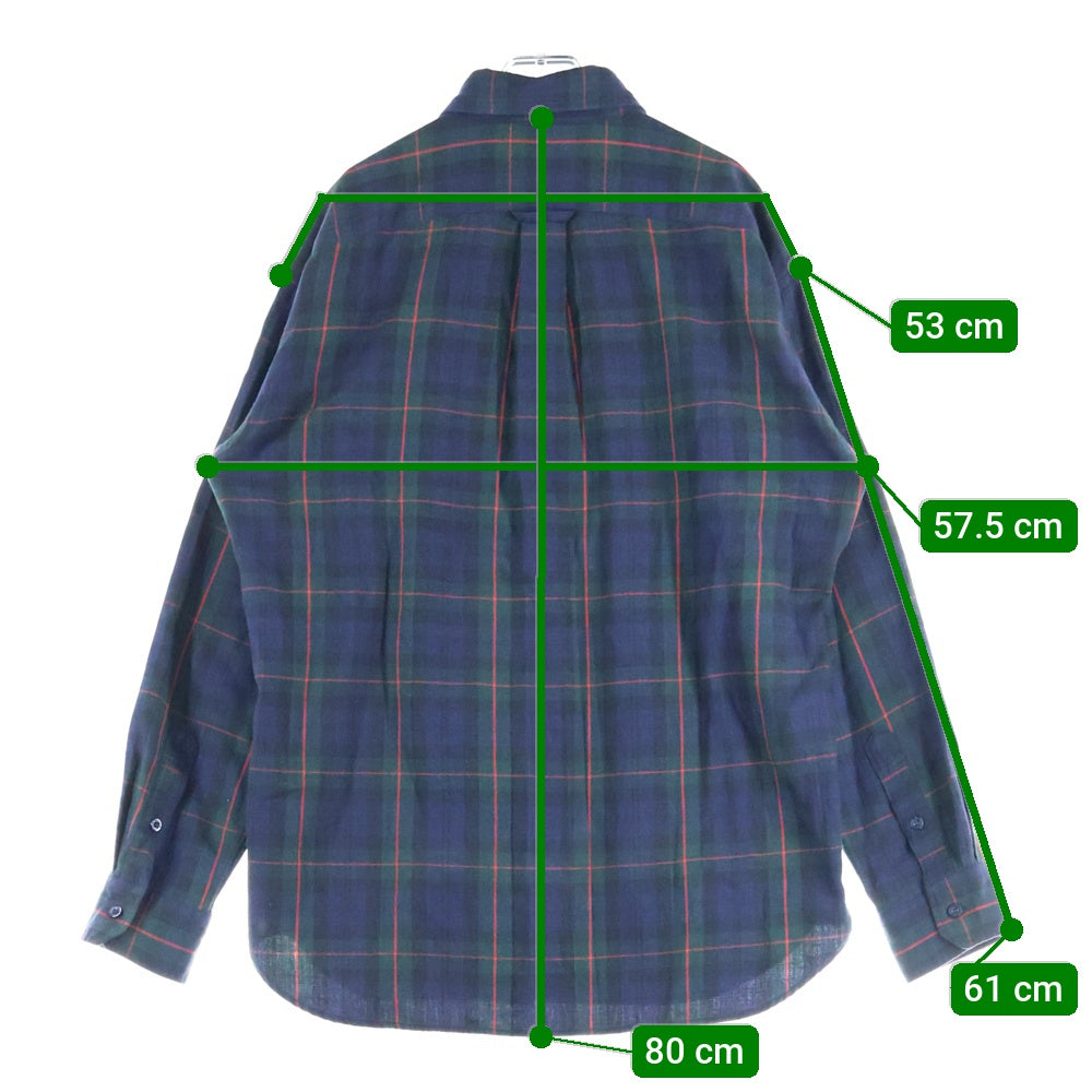 FAT(エフエーティー) ヘリンボーンフランネル 長袖チェックシャツ ネイビー/グリーン F31810-SH03-AB