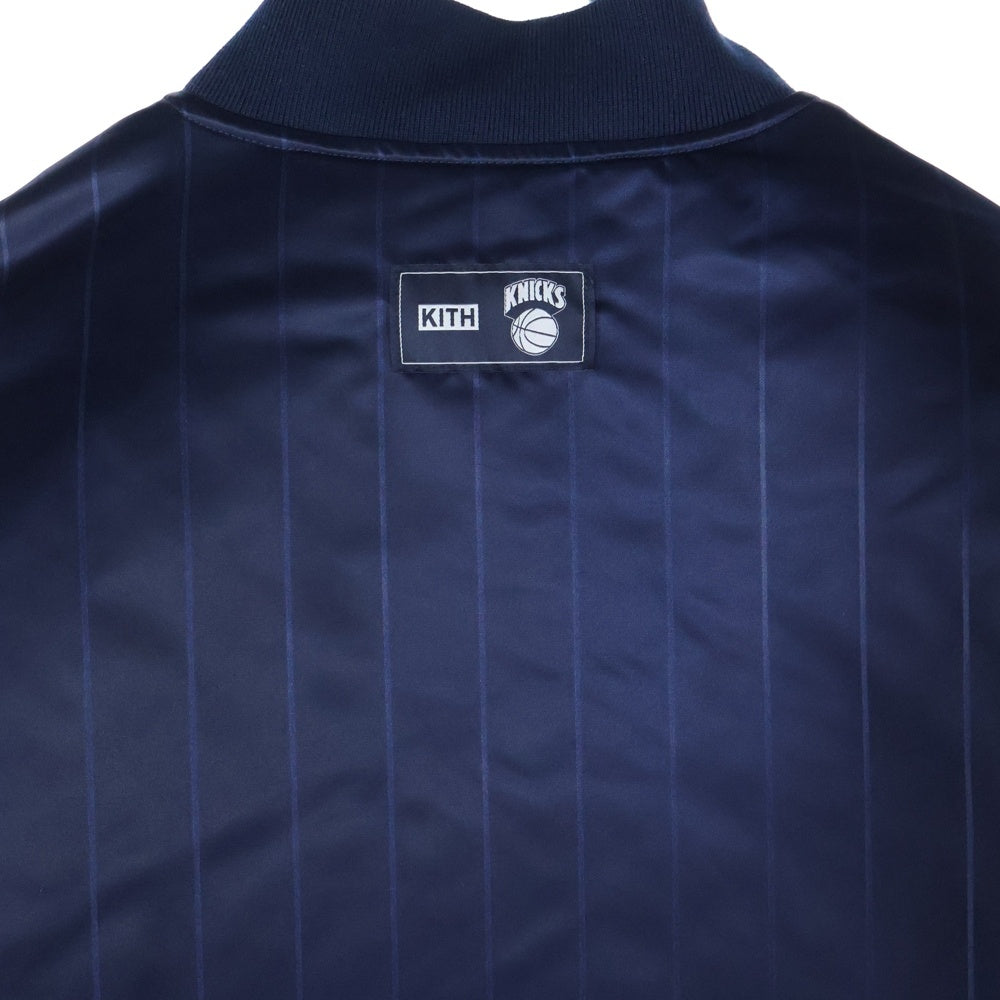 KITH(キス) New York Knicks Pinstripe Satin Bomber Jacket ニューヨークニックス ピンストライプ サテン ボンバージャケット ブルー KHM010422