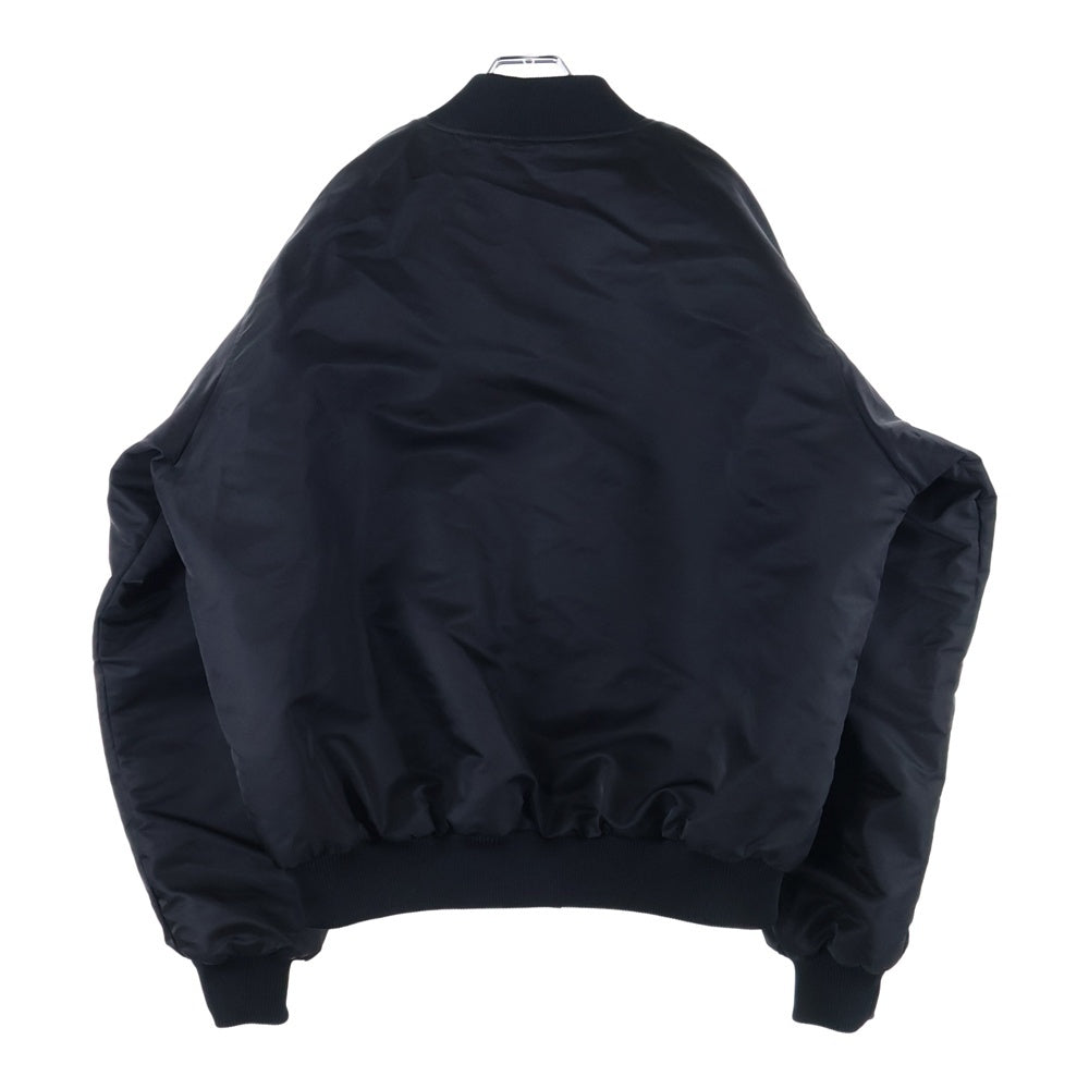 STUSSY(ステューシー) LA Chapter Satin Varsity Jacket ロゴエンブロイダリー サテン バーシティジャケット ブラック