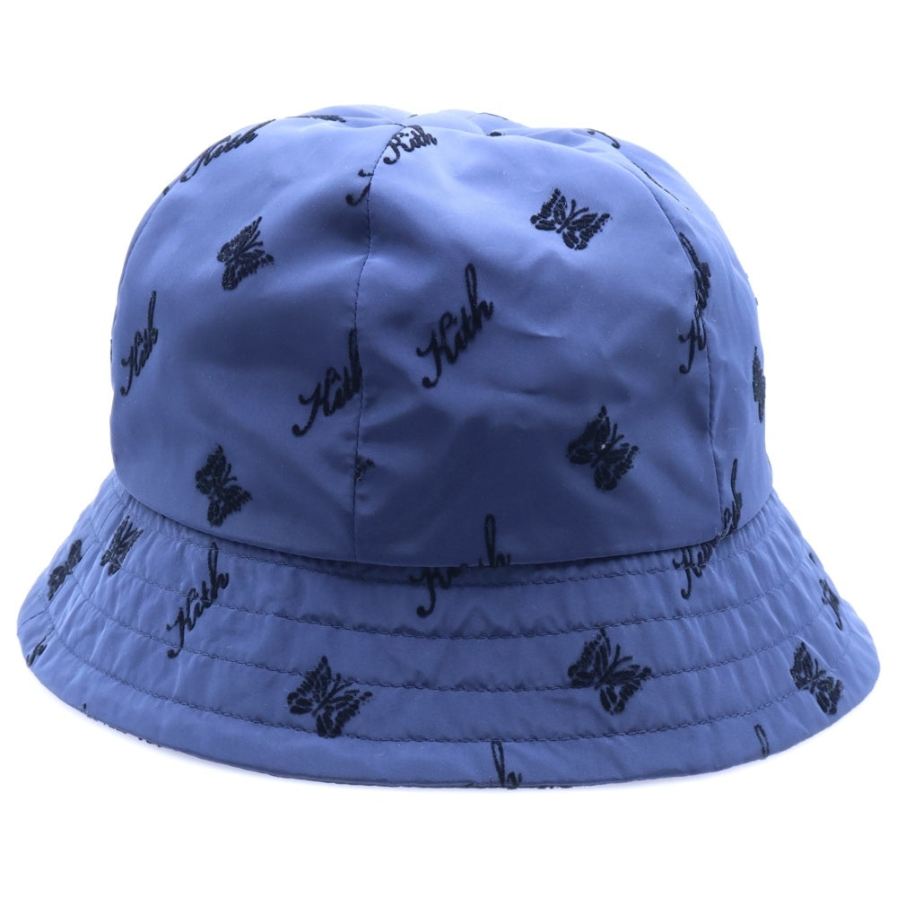 Needles(ニードルス) ×KITH キス 総柄 ナイロン バケットハット 帽子 ブルー LQ358