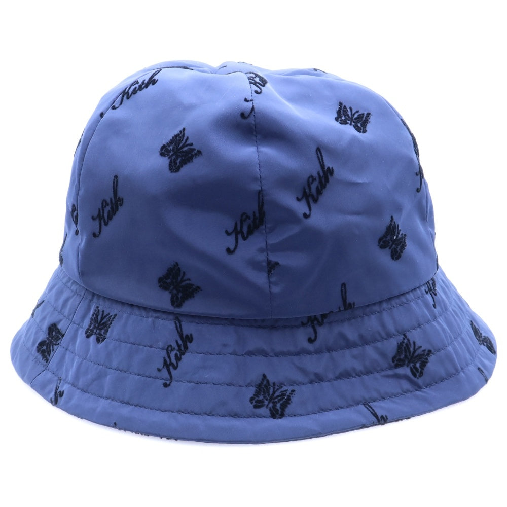 Needles(ニードルス) ×KITH キス 総柄 ナイロン バケットハット 帽子 ブルー LQ358