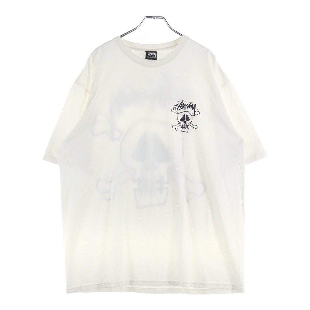 STUSSY(ステューシー) Skull Bones Tee Pigment Dyed スカルボーン プリントTシャツ 半袖カットソー ホワイト