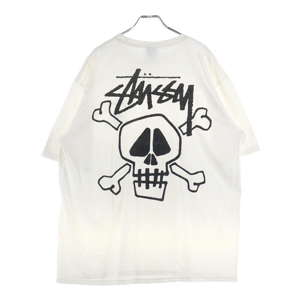 STUSSY(ステューシー) Skull Bones Tee Pigment Dyed スカルボーン プリントTシャツ 半袖カットソー ホワイト