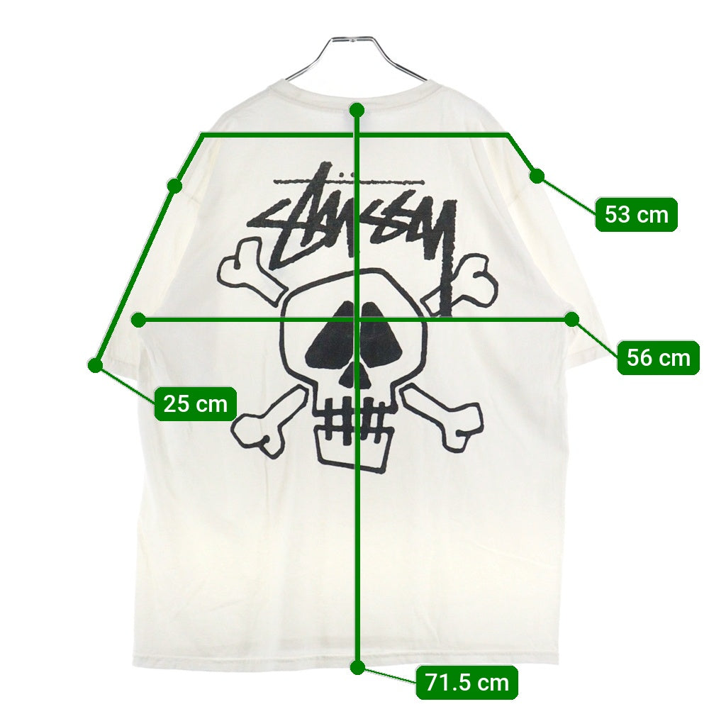 STUSSY(ステューシー) Skull Bones Tee Pigment Dyed スカルボーン プリントTシャツ 半袖カットソー ホワイト
