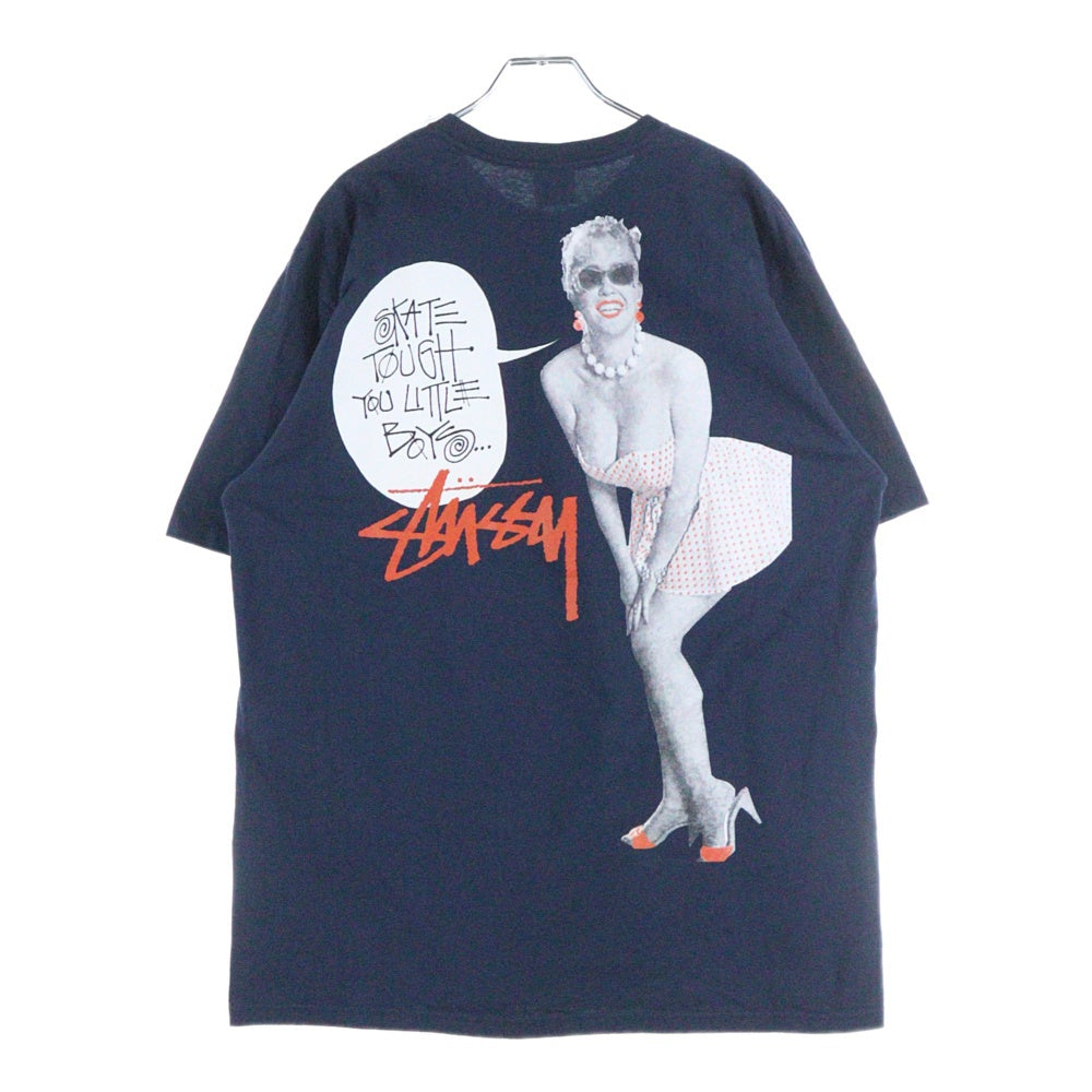 STUSSY(ステューシー) SKATE TOUGE TEE スケートタフ プリントTシャツ 半袖カットソー ネイビー