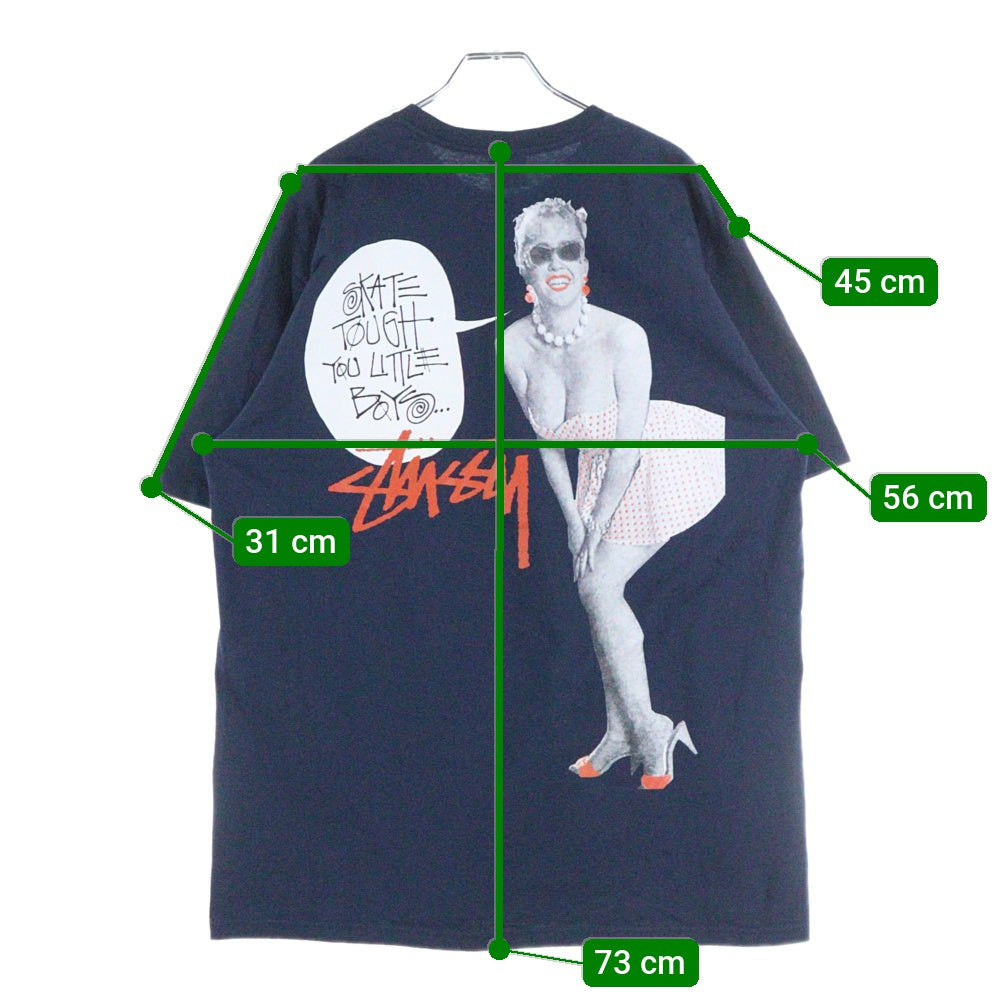 STUSSY(ステューシー) SKATE TOUGE TEE スケートタフ プリントTシャツ 半袖カットソー ネイビー