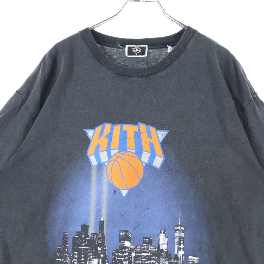 KITH(キス) New York Knicks City Vintage Tee ニューヨークニックス シティ ヴィンテージ プリントTシャツ 半袖カットソー ブラック KHM030862