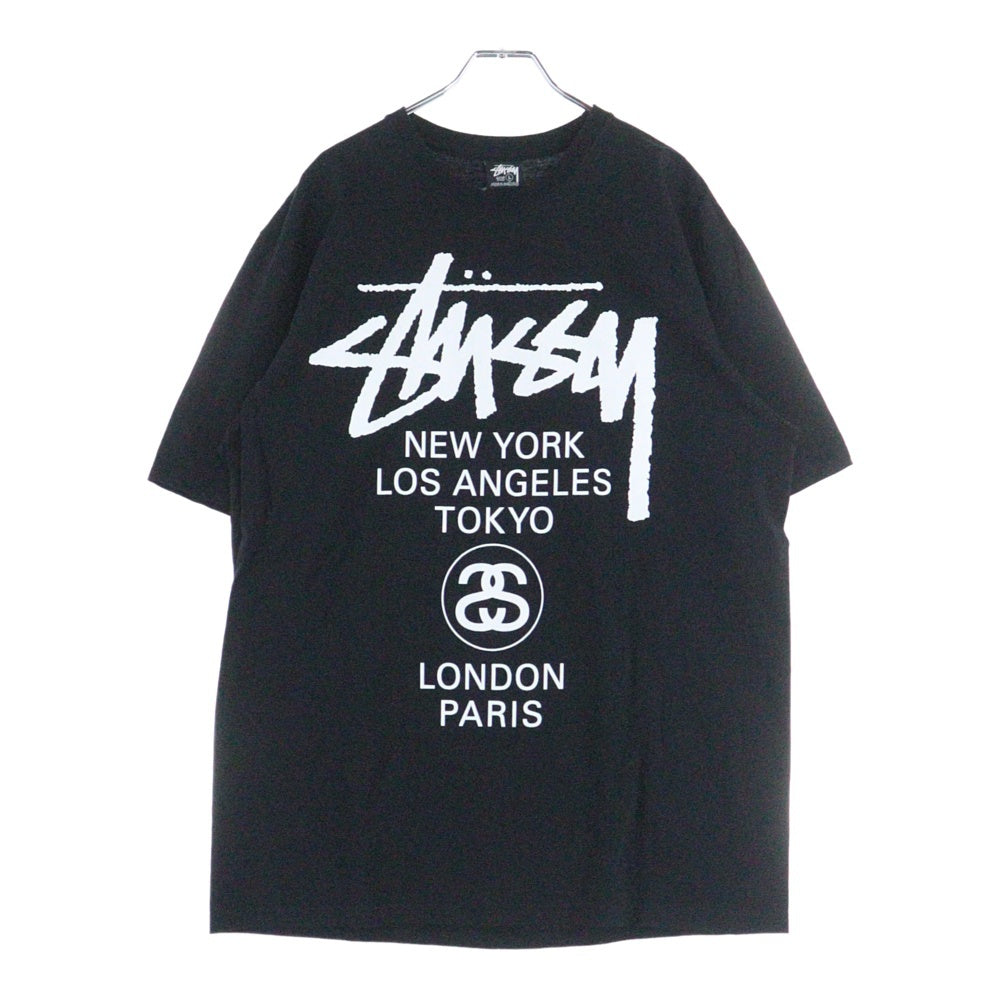 STUSSY(ステューシー) WORLD TOUR ワールドツアー プリントTシャツ 半袖カットソー ブラック
