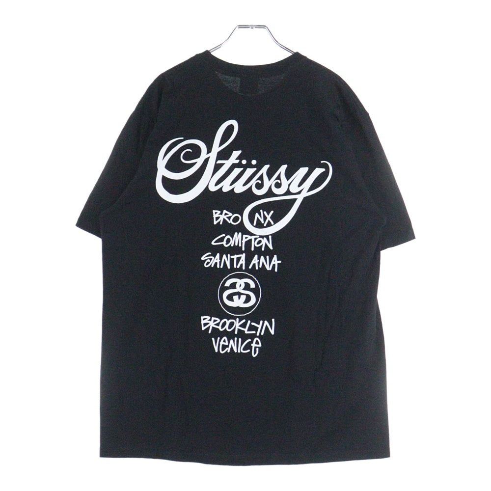 STUSSY(ステューシー) WORLD TOUR ワールドツアー プリントTシャツ 半袖カットソー ブラック