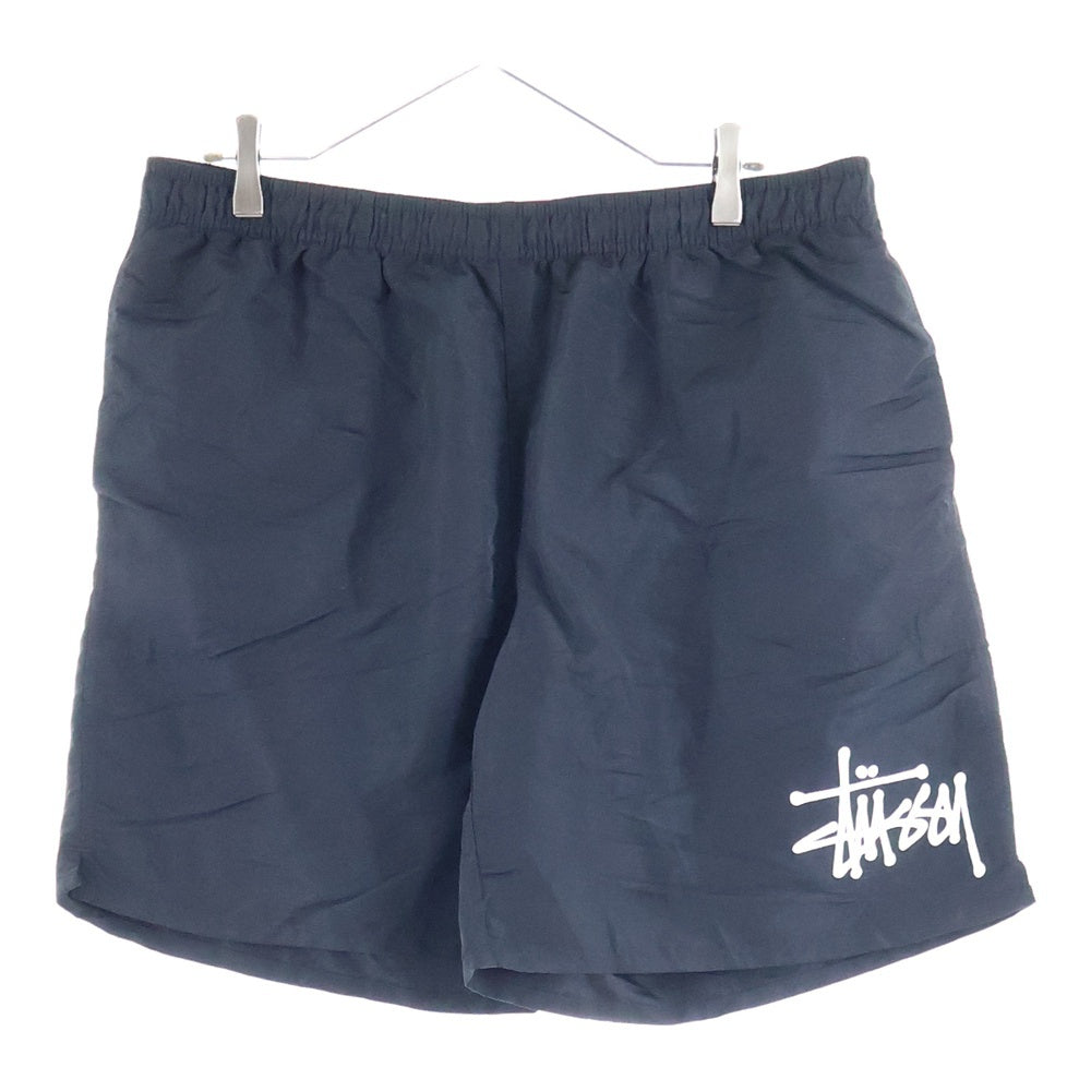 STUSSY(ステューシー) ロゴプリント ドローストリング ナイロンハーフパンツ ショーツ ブラック