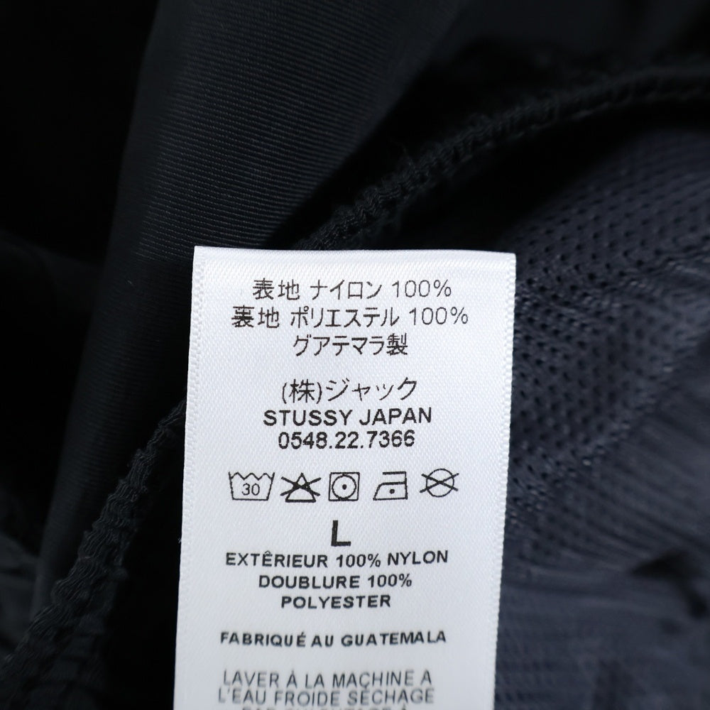 STUSSY(ステューシー) ロゴプリント ドローストリング ナイロンハーフパンツ ショーツ ブラック