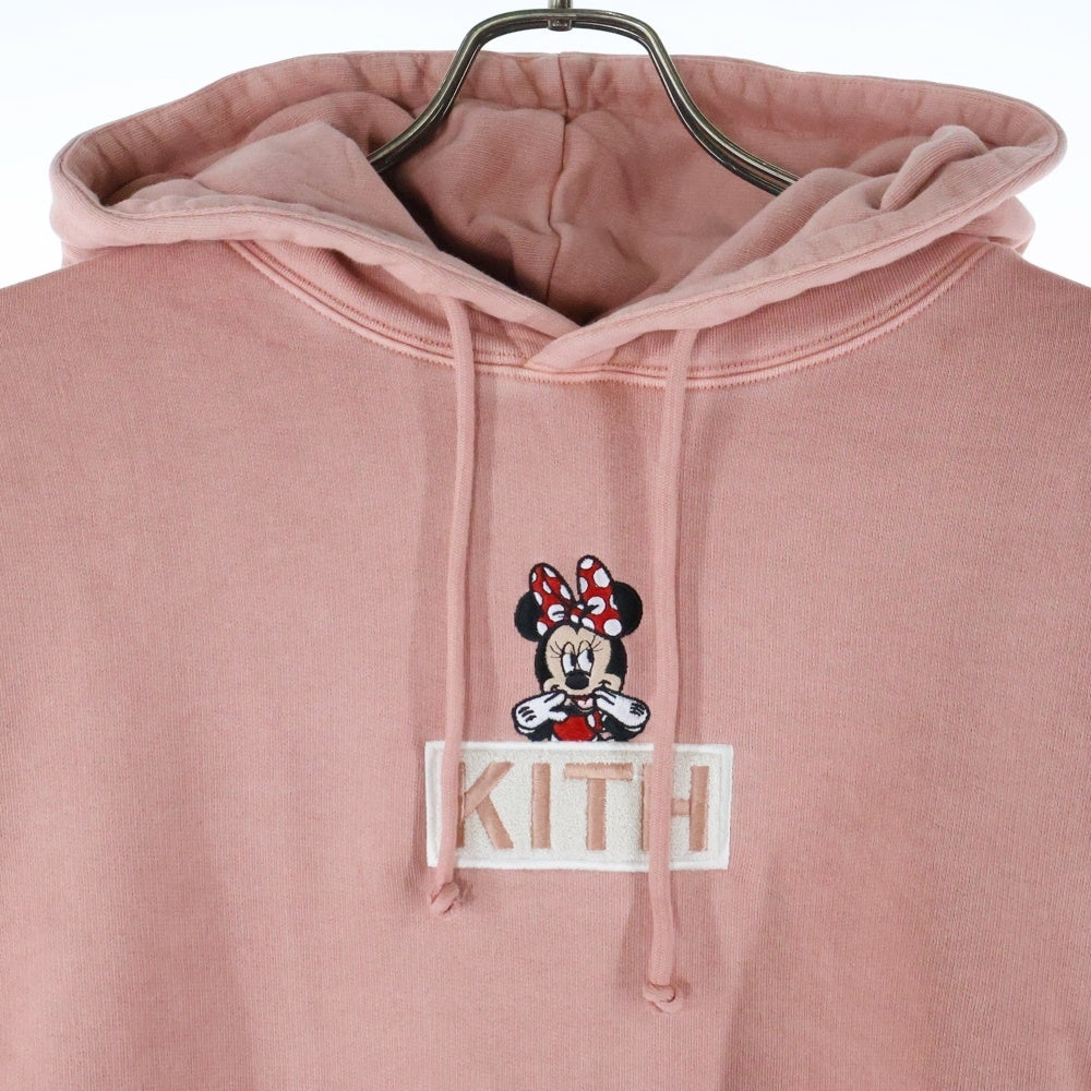 KITH(キス) ×Disney Minnie Classic Logo Hoodie ディズニー ミニー クラシックロゴフーディ プルオーバースウェットパーカー ピンク KHM031776