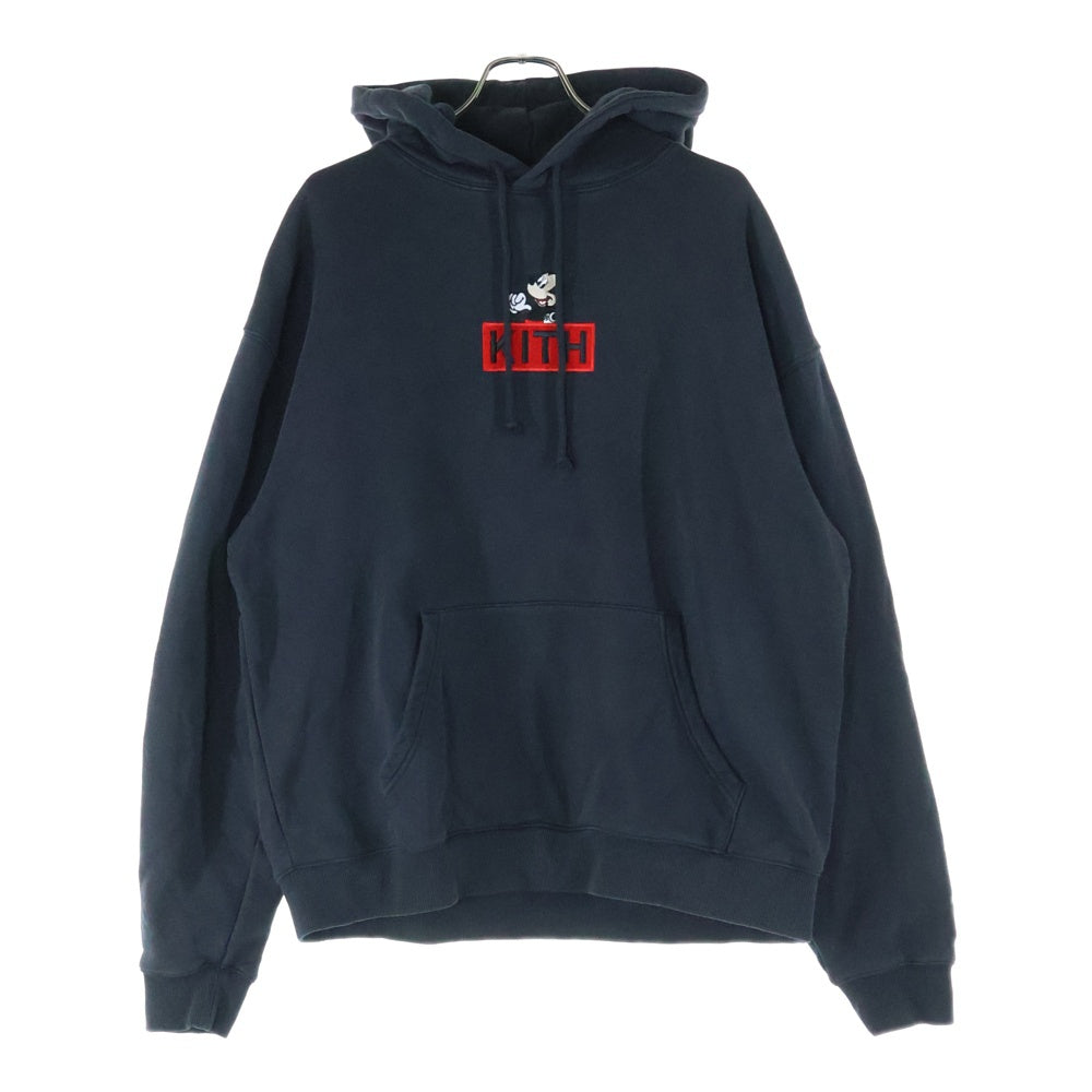 KITH(キス) ×Disney Mickey Classic Logo Hoodie ディズニー ミッキー クラシックロゴ フーディ プルオーバースウェットパーカー ブラック KHM031774