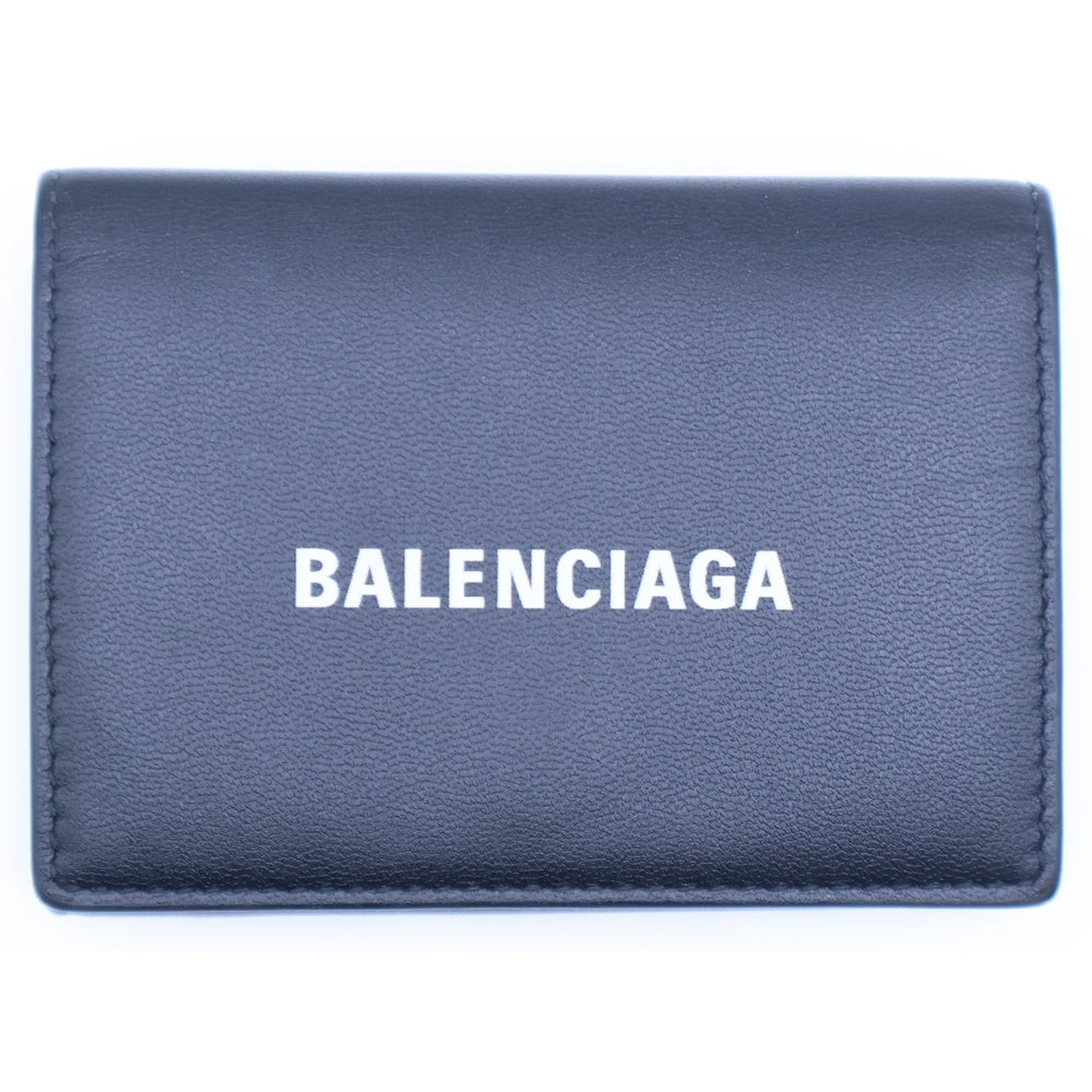 BALENCIAGA(バレンシアガ) ロゴ印字 コンパクトレザーウォレット 三つ折り財布 ブラック 594312 1090 V 527545