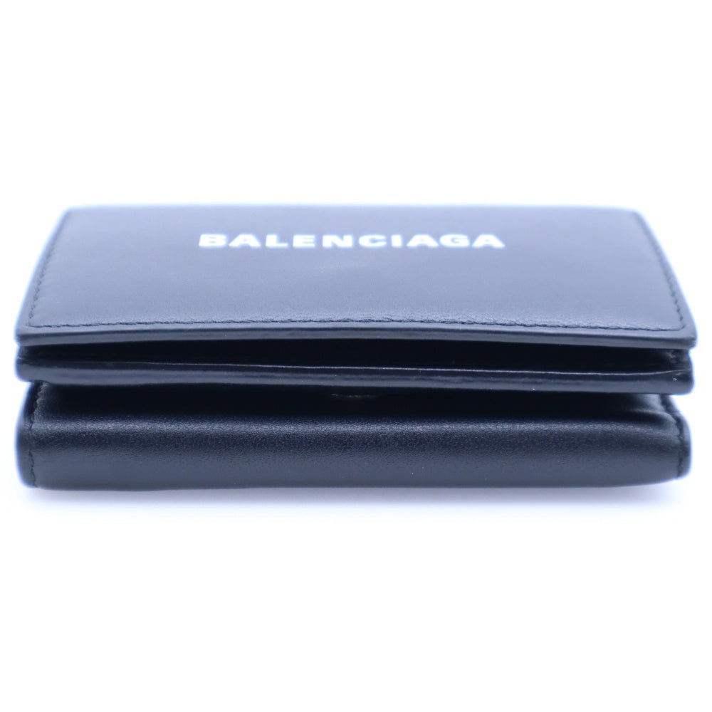 BALENCIAGA(バレンシアガ) ロゴ印字 コンパクトレザーウォレット 三つ折り財布 ブラック 594312 1090 V 527545