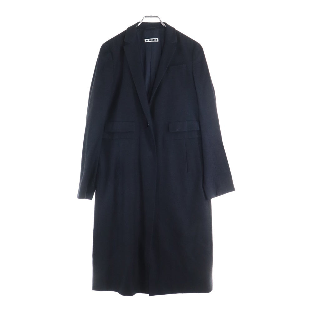 JIL SANDER(ジルサンダー) シルク混 2ポケット ウールチェスターロングコート ブラック 273112 100110 212300