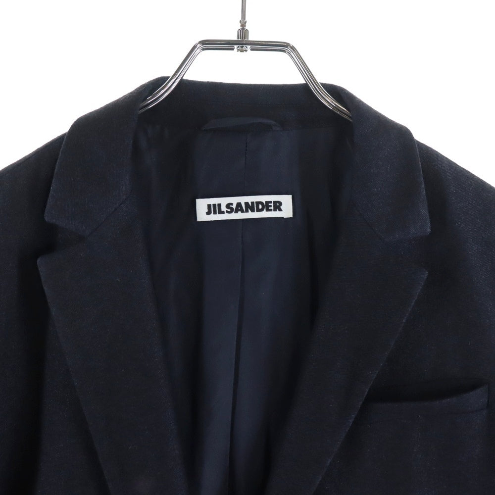 JIL SANDER(ジルサンダー) シルク混 2ポケット ウールチェスターロングコート ブラック 273112 100110 212300