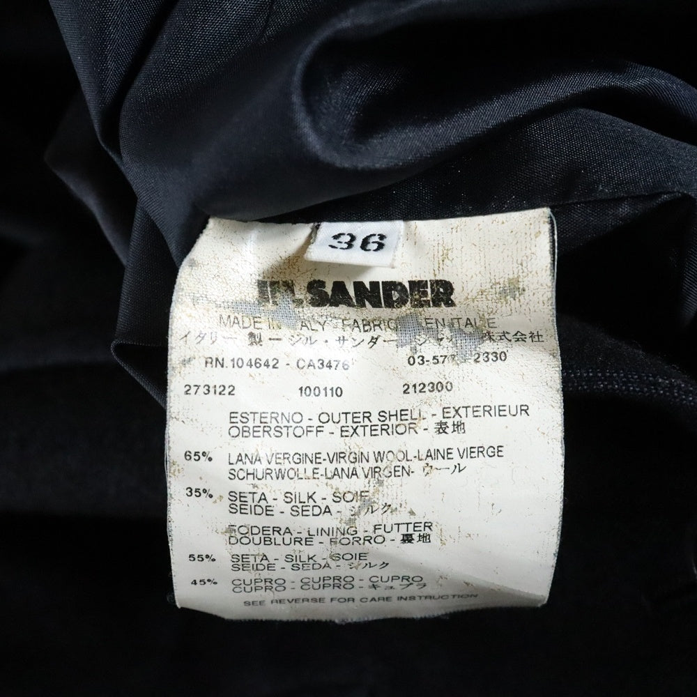 JIL SANDER(ジルサンダー) シルク混 2ポケット ウールチェスターロングコート ブラック 273112 100110 212300