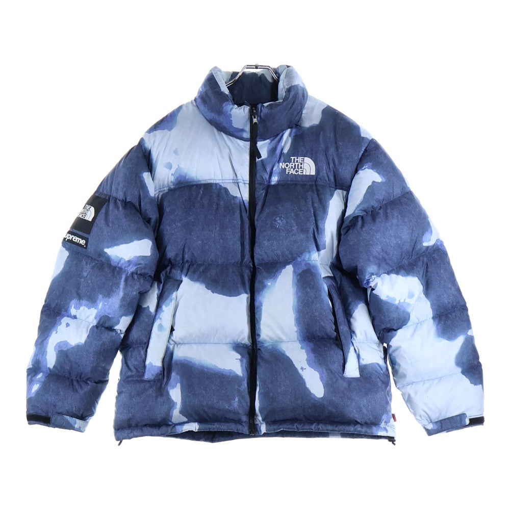 SUPREME(シュプリーム) 21AW ×The North Face Bleached Denim Print Nuptse Jacket ザノースフェイス ブリーチド デニムプリント ヌプシ ダウンジャケット インディゴ ND521001