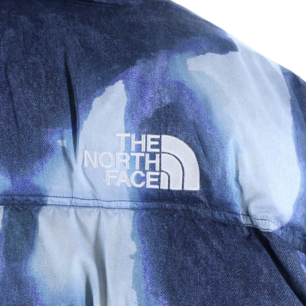 SUPREME(シュプリーム) 21AW ×The North Face Bleached Denim Print Nuptse Jacket ザノースフェイス ブリーチド デニムプリント ヌプシ ダウンジャケット インディゴ ND521001
