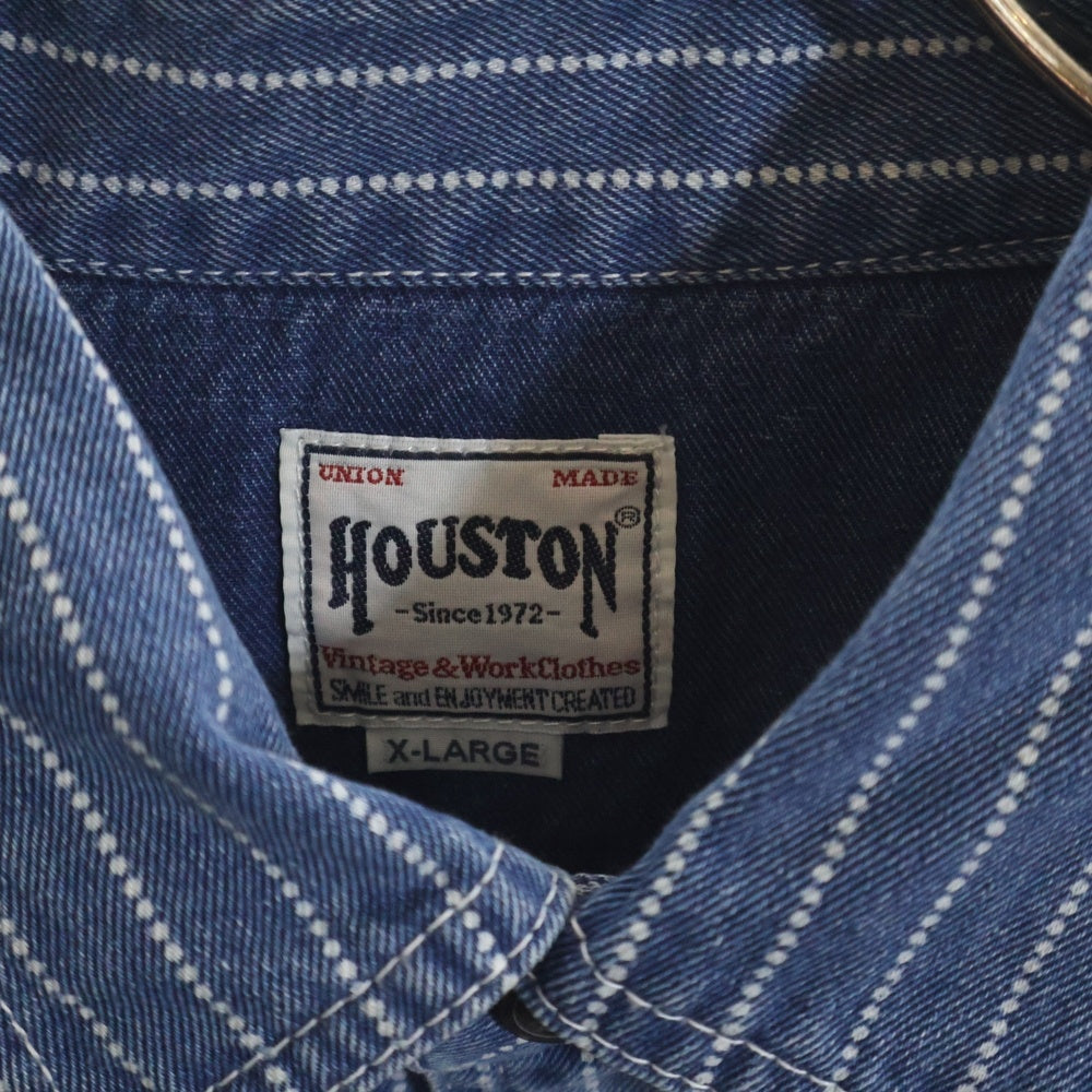 HOUSTON(ヒューストン) ウォバッシュストライプ 長袖 シャツ ブルー