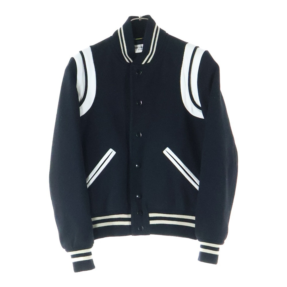 SAINT LAURENT PARIS(サンローランパリ) テディジャケット レザートリムスタジャン ブルゾン ブラック レディース 376283 YYD80